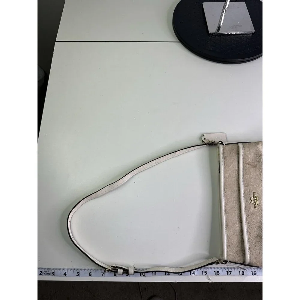 MODIFIED - COACH Signature File Bag Tan/Ivory  F29960